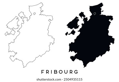 Fribourg map outline and black silhouette vector