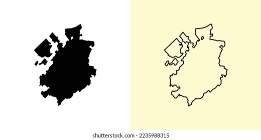 Fribourg map, Switzerland, Europe. Filled and outline map designs. Vector illustration