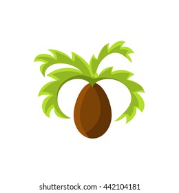 frican Palm Tree Cute Childish Style Bright Color Design Icon Isolated On White Background
