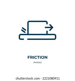 Friction icon. Linear vector illustration from physics collection. Outline friction icon vector. Thin line symbol for use on web and mobile apps, logo, print media.