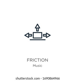 Friction icon. Thin linear friction outline icon isolated on white background from music collection. Line vector sign, symbol for web and mobile