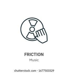 Friction outline vector icon. Thin line black friction icon, flat vector simple element illustration from editable music concept isolated stroke on white background