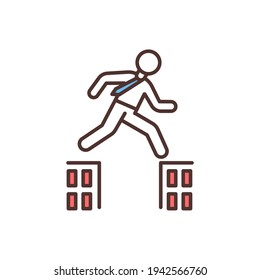 Frictional unemployment RGB color icon. Searching for better job. Finding new employment. Transitioning from one workplace to another. Voluntarily changing works. Isolated vector illustration