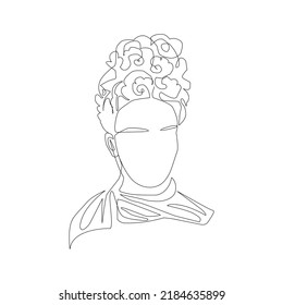 Frida Kahlo portrait vector illustration drawn in line art style