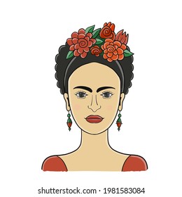 Frida, portrait of modern Mexican woman for your design