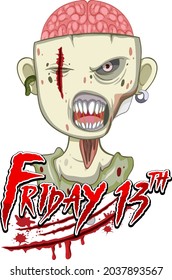 Freitag, 13. Halbzeit-Textdesign mit gruseliger Zombie-Illustration