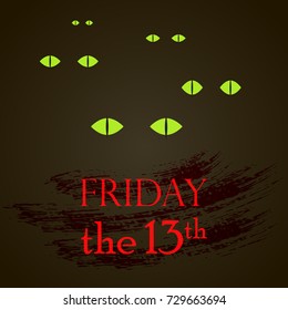Friday the 13th with cat eyes vector illustration