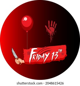 Ilustración de diseño de texto del viernes 13 de Halloween
