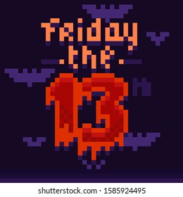 Friday the 13th. Pixel Art Illustration