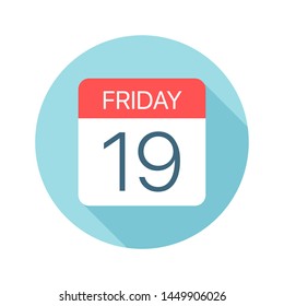 Friday 19 - Calendar Icon - Vector Illustration