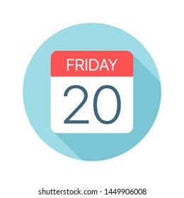 Friday 20 - Calendar Icon - Vector Illustration