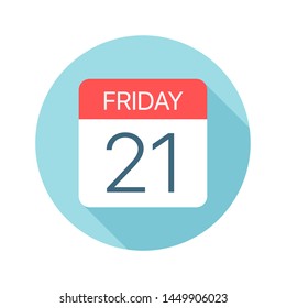 Friday 21 - Calendar Icon - Vector Illustration