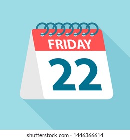 Friday 22 - Calendar Icon - Vector Illustration