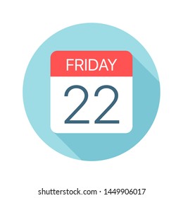 Friday 22 - Calendar Icon - Vector Illustration