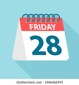 Friday 28 - Calendar Icon - Vector Illustration