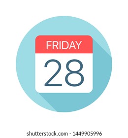 Friday 28 - Calendar Icon - Vector Illustration