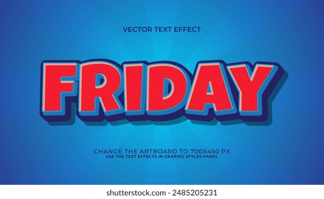 friday 3d editable vector text effect. comic style text effect