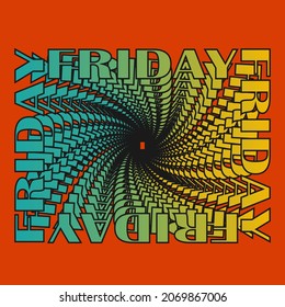 Friday. Background with text friday. Vector illustration. Day of the week.