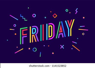 Friday. Banner, speech bubble, poster and sticker concept, geometric style with text Friday. Icon message friday cloud talk for banner, poster, web. White background. Vector Illustration