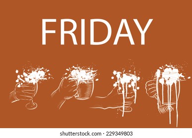 Friday beer card vector illustration