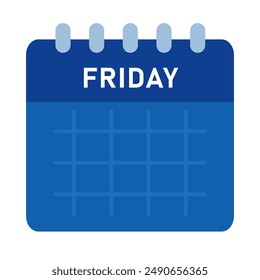 Símbolo de día seleccionado de calendario de icono azul de viernes
