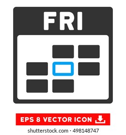 Friday Calendar Grid icon. Vector EPS illustration style is flat iconic bicolor symbol, blue and gray colors.