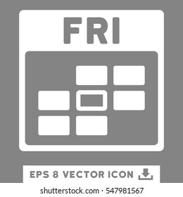 Friday Calendar Grid icon. Vector EPS illustration style is flat iconic symbol, white color.