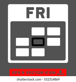Friday Calendar Grid icon. Vector EPS illustration style is flat iconic bicolor symbol, black and white colors.