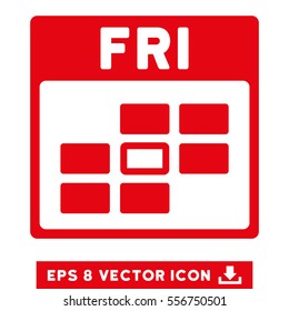 Friday Calendar Grid icon. Vector EPS illustration style is flat iconic symbol, red color.