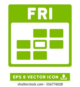 Friday Calendar Grid icon. Vector EPS illustration style is flat iconic symbol, eco green color.