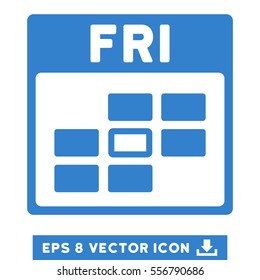 Friday Calendar Grid icon. Vector EPS illustration style is flat iconic symbol, cobalt color.