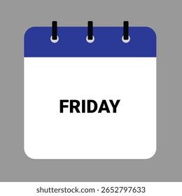 Icono del calendario de los VIERNES - Fondo blanco. Icono de calendario de Vector que muestra el diseño del mes.