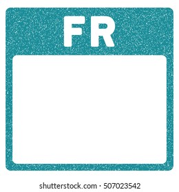 Friday Calendar Page grainy textured icon for overlay watermark stamps. Flat symbol with scratched texture. Dotted vector soft blue ink rubber seal stamp with grunge design on a white background.