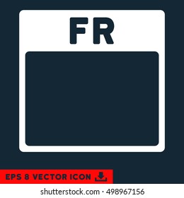 Friday Calendar Page icon. Vector EPS illustration style is flat iconic symbol, white color.