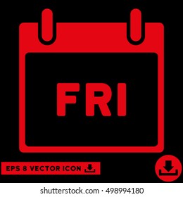 Friday Calendar Page icon. Vector EPS illustration style is flat iconic symbol, red color.