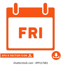 Friday Calendar Page icon. Vector EPS illustration style is flat iconic symbol, orange color.