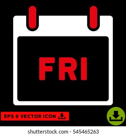 Friday Calendar Page icon. Vector EPS illustration style is flat iconic bicolor symbol, red and white colors.