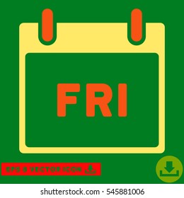 Friday Calendar Page icon. Vector EPS illustration style is flat iconic bicolor symbol, orange and yellow colors.