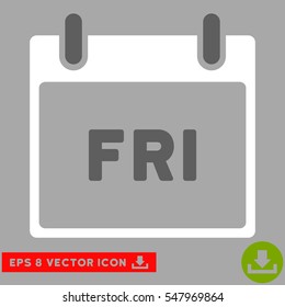 Friday Calendar Page icon. Vector EPS illustration style is flat iconic bicolor symbol, dark gray and white colors.