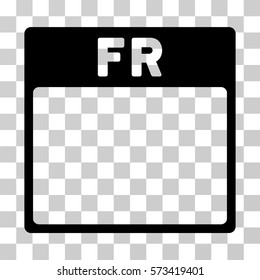 Friday Calendar Page icon. Vector illustration style is flat iconic symbol, black color, transparent background. Designed for web and software interfaces.