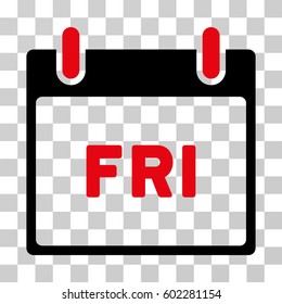 Friday Calendar Page icon. Vector illustration style is flat iconic bicolor symbol, intensive red and black colors, transparent background. Designed for web and software interfaces.