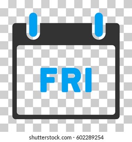 Friday Calendar Page icon. Vector illustration style is flat iconic bicolor symbol, blue and gray colors, transparent background. Designed for web and software interfaces.