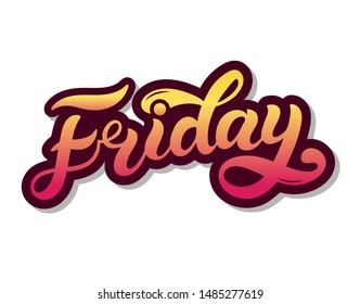 Friday. Day of the week. Hand drawn lettering. Vector illustration. Best for calendar design