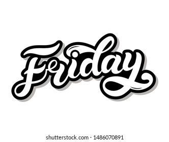 Friday. Day of the week. Hand drawn lettering. Vector illustration. Best for calendar design