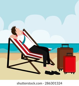Friday design over beahscape background, vector illustration.