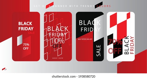 Diseño de banner de venta de descuento de viernes,oferta de moda con texto creativo,publicidad de vacaciones,2021,plantilla roja y negra 