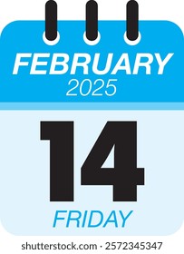 friday, February 14, 2025 calendar icon vector illustration.