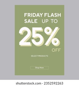 Afiche de promoción de descuento del 25% del flash del viernes