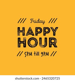 Viernes Happy Hour Anuncio de Vector y diseño de etiqueta.