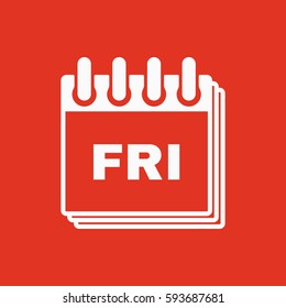 Friday icon. Fri and calendar, data symbol. Flat design. Stock - Vector illustration